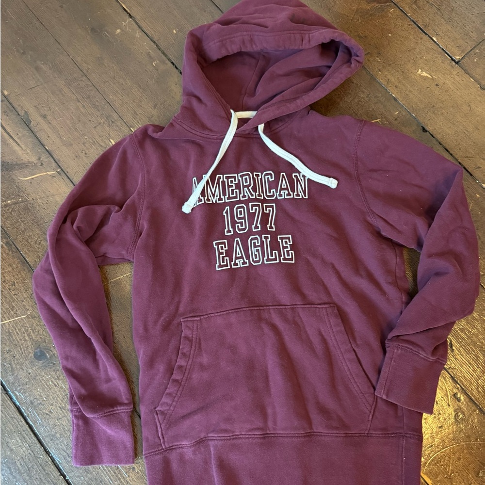 American Eagle Maroon 1977 Hoodie